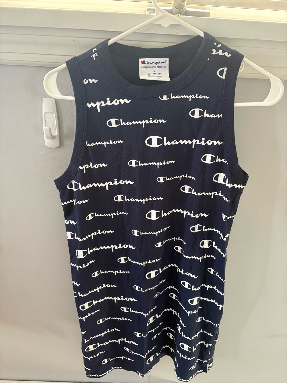 Champion Navy Blue All-Over Script Logo Women’s Beach Cover Up